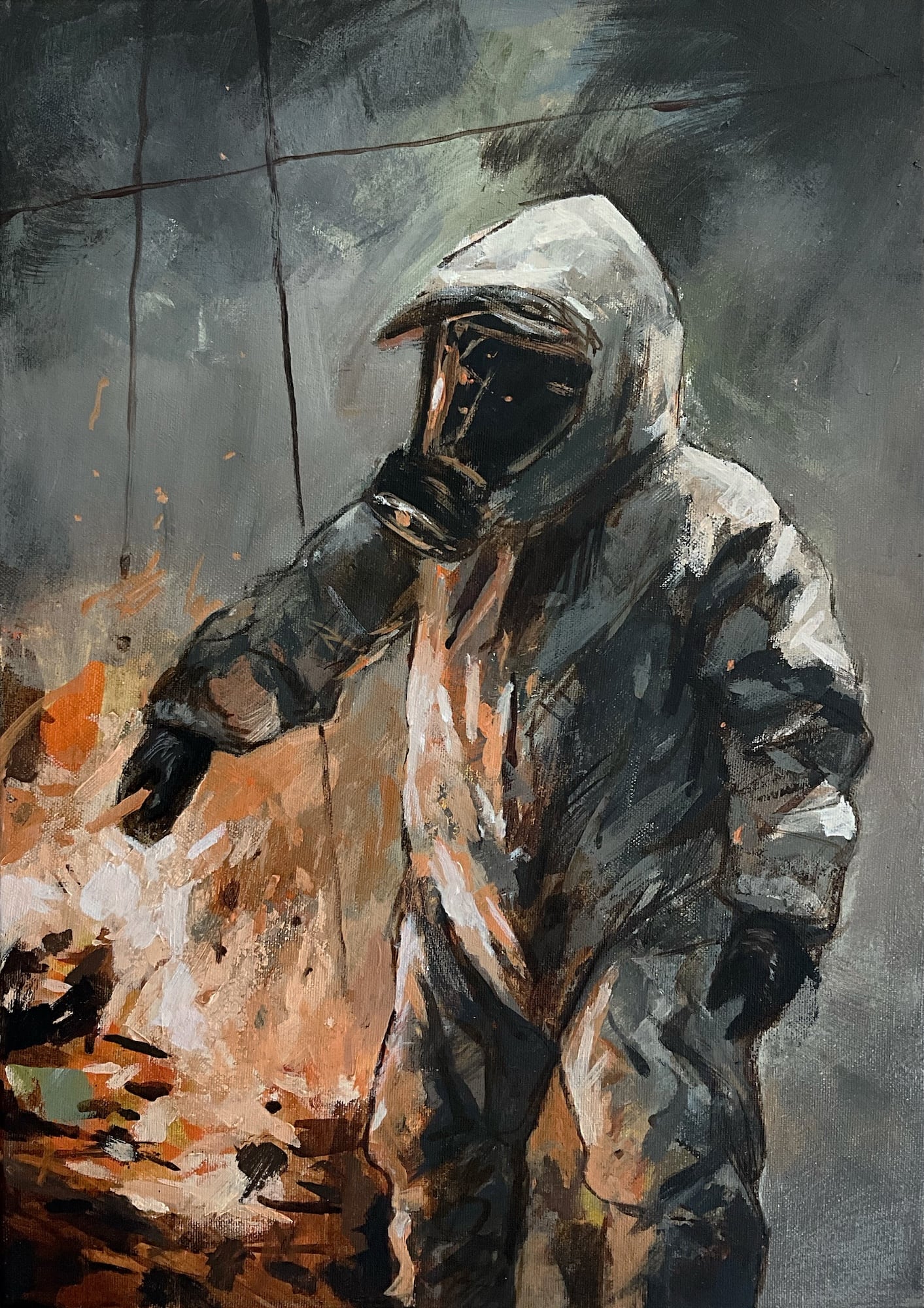 Djochkoun Sami, Fight Fire with Fire, 2025, Acrylic on canvas, 50 x 35 cm.