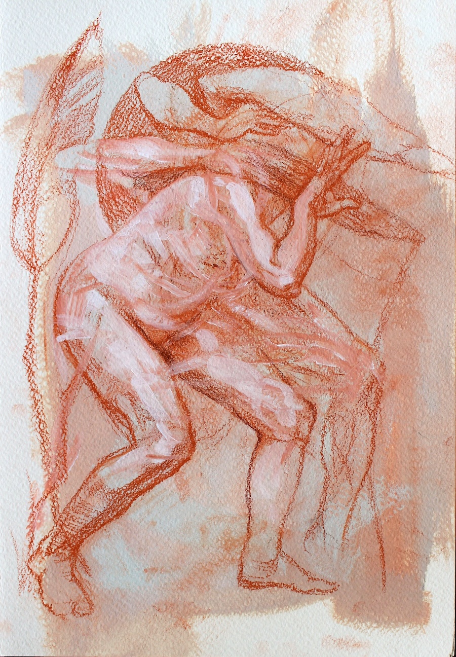 Sema Maşkılı, Alien Lands, 2025, Sanguine on fabriano paper, 36 x 25 cm.