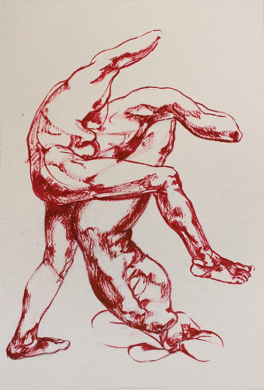 Sema Maşkılı, Red Tension 3, 2025, Brush pen on paper, 29 x 20 cm.