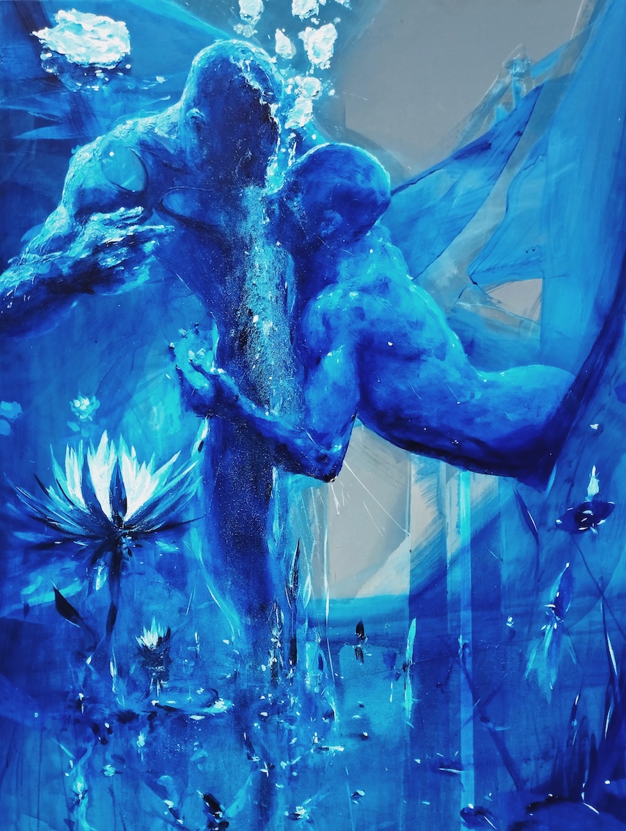 Şevket Sönmez, Bromance I, 2025, Acrylic sur toile, 120 x 90 cm.