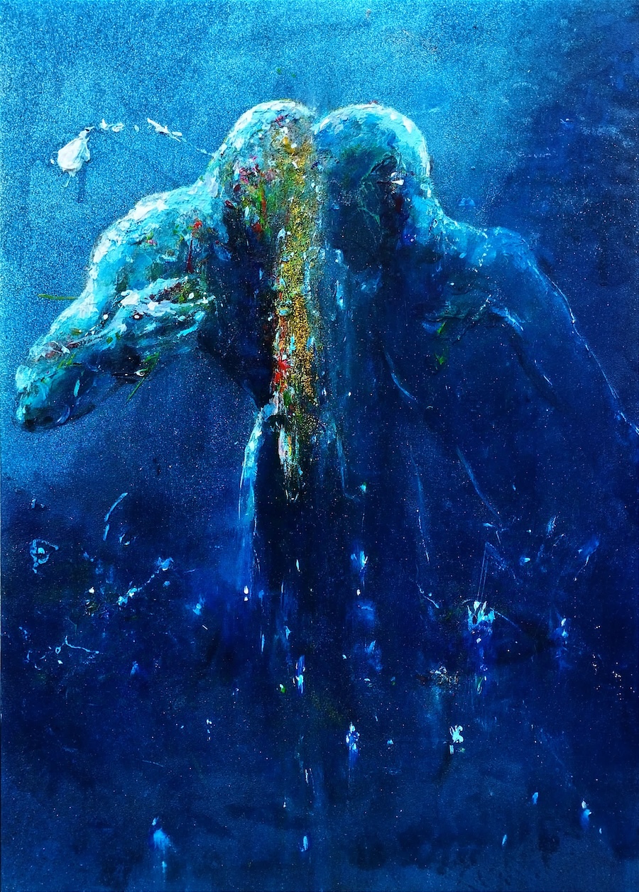 Şevket Sönmez, Bromance II, 2025, Acrylic on paper, 70 x 50 cm.