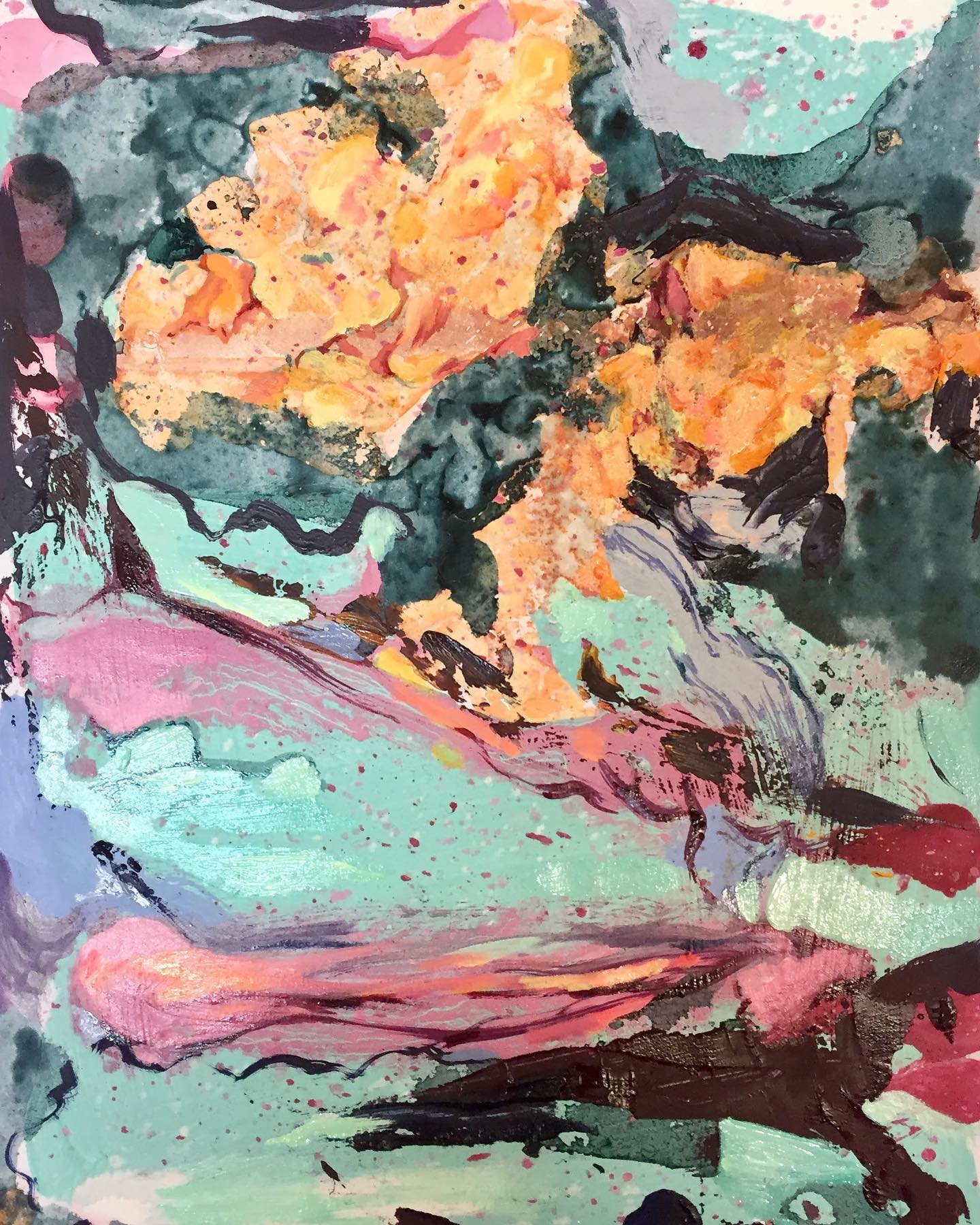 Aslı Torcu, Petit Paysage des Restes, 2021, Mixed media on paper, 29.2 x 20 cm.