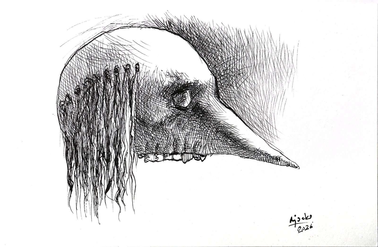 Djochkoun Sami — Untitled, 2026, Ink on paper, 12 x 17 cm.
