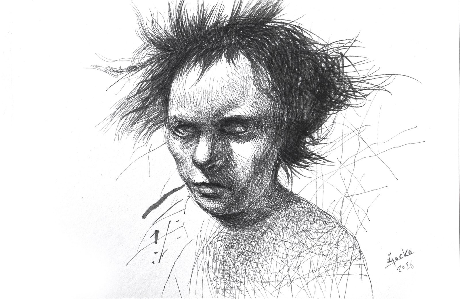 Djochkoun Sami — Untitled, 2026, Ink on paper, 12 x 17 cm.