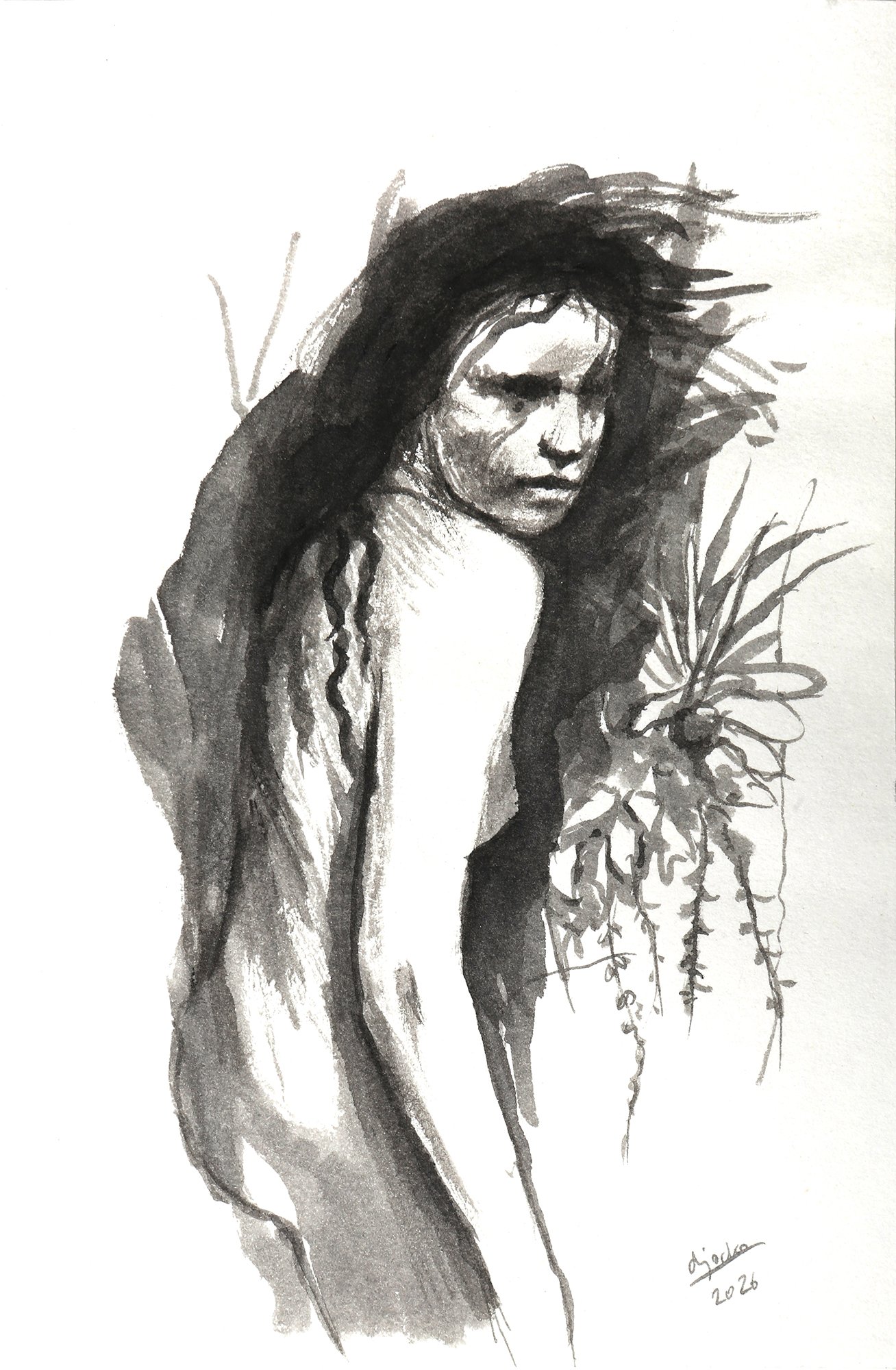 Djochkoun Sami — Untitled, 2026, Ink on paper, 12 x 17 cm.