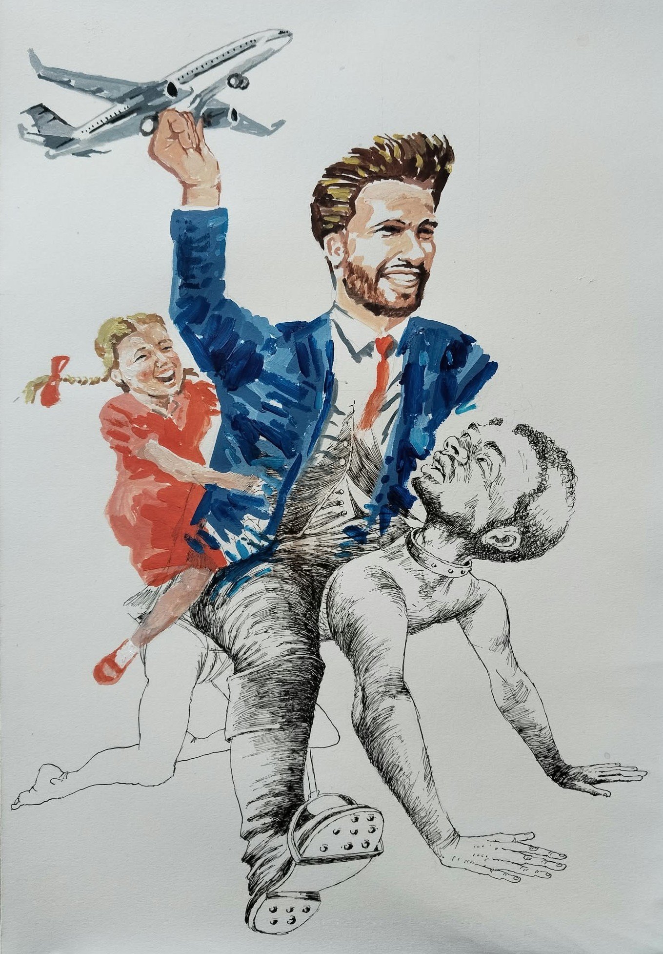 Burhan Kum — The Source of Wealth, 2026, Ink and acrylic on paper, 35x50 cm